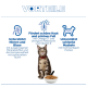 Überschrift „VORTEILE“, Streifenkatze mit rotem Halsband und Futternapf; deutsche Beschriftungen: Nieren/Blase, Haut & Fell, schlanke Muskeln.
