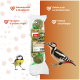 PANTO Futterkette verpacktes Vogelfutter mit Schmalzbällchen und Erdnüssen, abgebildet mit einer Blaumeise und einem Specht; deutscher Text