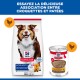 Sac de croquettes Hill's Science Plan et boîte de pâté au poulet 'Mature Adult 7+' ; en-tête 'ESSAYEZ LA DÉLICIEUSE ASSOCIATION'.
