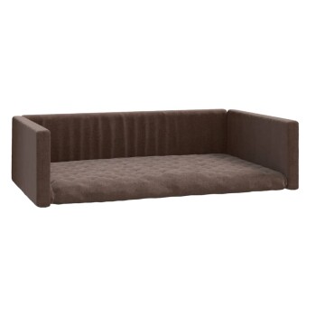 Braunes Haustiersofa mit einem gepolsterten Kissen und niedrigen Armlehnen, entworfen für Komfort und Stil.