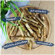 Ein Holzbrett mit gedrehten Hundekauartikeln, beschriftet mit "Kauspaß", "gut verdaulich", "natürliche Zahnpflege" und "schmackhaft."