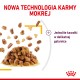 Mokra karma dla zwierząt z kawałkami mięsa w galaretce, z tekstem: "NOWA TECHNOLOGIA KARMY MOKREJ" i "Jednolite kawałki w galaretce."