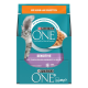 Verpackung von Purina ONE Sensitive Katzenfutter mit einer grauen Katze, mit dem Text "Mit Huhn und Karotten" und "Sichtbare Gesundheit für heute und morgen."