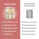 SmoothieCat-Flaschen links mit Vorteilsliste (Für mäkelige Katzen, zuckerfrei) gegenüber einem grauen Beutel mit der Aufschrift 'Herkömmliche Katzensnacks'.