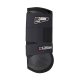 Schwarze Pferdeboot mit den Logos 'Carbon Air' und 'LeMieux', mit einem schlanken Design und verstellbaren Riemen zur Unterstützung.