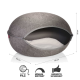 Grau gefilztes Haustierhöhlenbett mit einem Reißverschluss, 45 cm breit, 52 cm lang und 33 cm hoch, mit einem weichen weißen Innenraum.