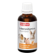 Beaphar Lebensvitamine Multivitamin für kleine Haustiere, mit einem Meerschweinchen, Hamster, Kaninchen und Maus. Text: "Unterstützt die Immunität."