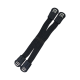 Schwarze Einstellriemen für Haustiergeschirre mit Gummispitzen und Metallclips für eine sichere Befestigung.