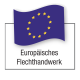 Flaga europejska z napisem "Europäisches Flechthandwerk" poniżej.