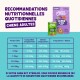 Sacs et boîtes de nourriture Edgard & Cooper à côté d'un tableau d'alimentation français intitulé « CHIENS ADULTES » montrant les portions quotidiennes