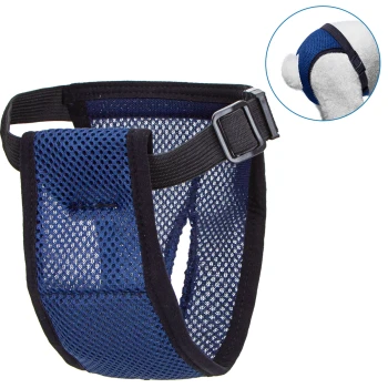 Navy-blaues Mesh-Hundegeschirr mit verstellbarem Riemen und Schnalle, entworfen für Komfort und Atmungsaktivität.