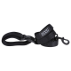Schwarze Hundeleine mit gepolstertem Griff und robustem Clip, mit dem Logo "DOOG" deutlich sichtbar.