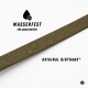 Braunes, wasserdichtes Biothane-Haustierband mit Wassertropfen; Text 'WASSERFEST FÜR JEDES WETTER' und 'ORIGINAL BIOTHANE®'.