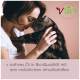 Eine Frau kuschelt mit einer schwarz-grauen Katze vor einem sanften rosa Hintergrund. Text: "Natives Öl in Bio-Qualität mit rein natürlichen Inhaltsstoffen."