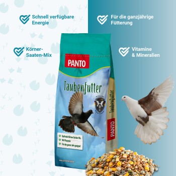 Ein bunter Haufen verschiedener Vogelfuttermischungen, einschließlich gelbem Mais, grünen Erbsen, Sonnenblumenkernen und verschiedenen Körnern, vor einem weißen Hintergrund.