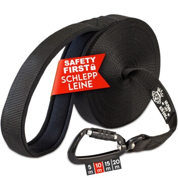 ® Hunde Schleppleine mit Sicherheitskarabiner & gepolsterter Handschlaufe 10 m