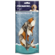 Sac bleu de friandises pour chiens à base de peau de poisson et de cuir de boeuf, avec un design de poisson et le texte : "PREMIERE. Fish" et "pour une mastication durable."