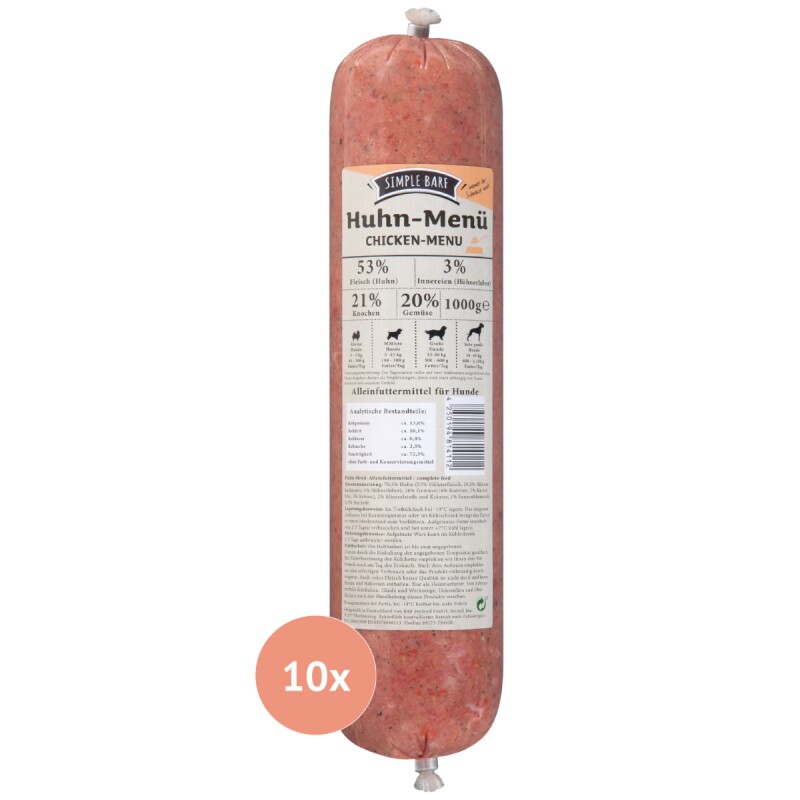 Simple BARF Huhn Menü 10x1 kg