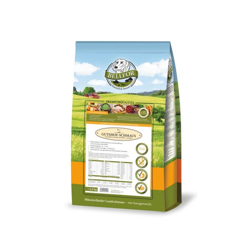 Bellfor Trockenfutter für Hunde mit Huhn Gutshof-Schmaus - 2,5 kg