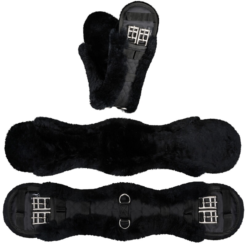 Equinate Kurzgurt Luke anatomisch Lammfell schwarz 50 cm