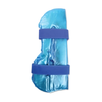 Blauer Gel-Haustierstiefel mit zwei verstellbaren blauen Riemen, entworfen zum Schutz der Pfote eines Haustiers.