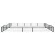 Schwarzes Metall-Haustierspielgehege mit mehreren Paneelen, die in rechteckiger Form angeordnet sind, geeignet für den Innen- oder Außenbereich.