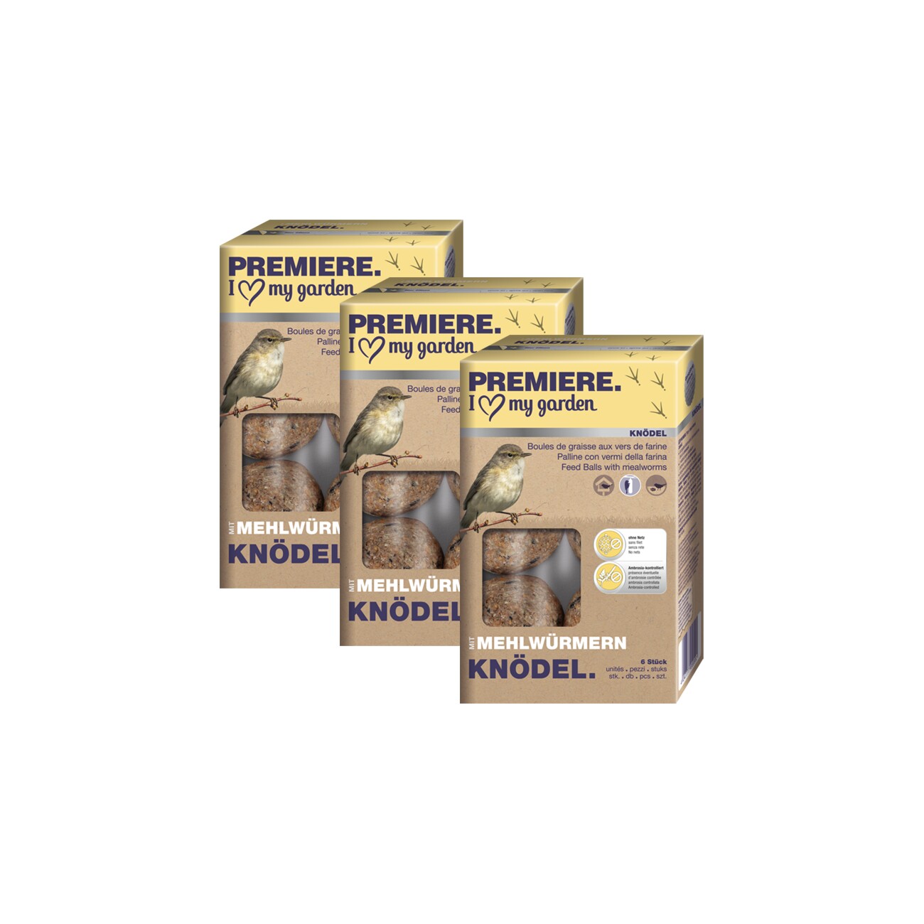 Austria product data sample: PREMIERE Knödel mit Mehlwürmern 3x6 Stück