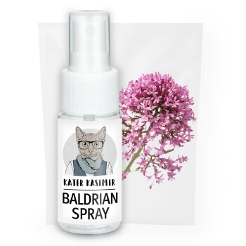 Kater Kasimir Baldrian-Spray. Rein natürlich im 30ml Pumpzerstäuber