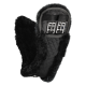 Schwarze Haustierhandschuhe mit einem weichen, pelzigen Futter und verstellbaren Riemen, entworfen für Wärme und Komfort bei Outdoor-Aktivitäten.