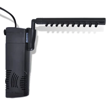 Aquariumfilterpumpen 3 W Schwarzer Aquarienfilter mit einer langen Düse und mehreren Auslasslöchern, entworfen für die Wasserzirkulation in Fischbecken.