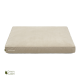 Beige Haustierbett mit einer weichen Oberfläche und einem hellbraunen Rand, mit dem Logo "Doctor Bark" und einem "Green Label" Emblem.