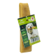 Friandise à mâcher pour chien avec un emballage présentant un chien heureux tenant un bâton à mâcher, étiqueté 'DAUERKAUER', '100% naturel' et 'Taille M'.
