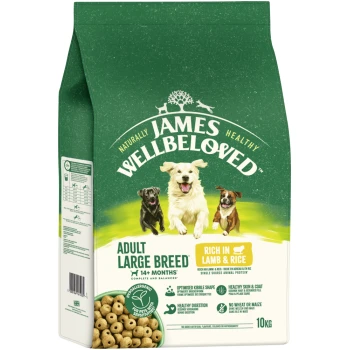 James Wellbeloved Hundefutter für erwachsene große Rassen, reich an Lamm & Reis, hypoallergen, 10 kg.