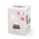 Boîte de jouet interactif pour chat Catit Pixi avec un spinner à plumes, conçue pour un jeu actif, avec une image de chat sur le côté.