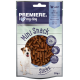 Emballage de bâtonnets de collation mini I Love My Dog, présentant des friandises molles et moelleuses faites avec 84 % de poulet et de poisson, 70g.