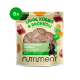 Lamm-, Kürbis- und Brokkoli-Hundeleckerlis in einem wiederverschließbaren Beutel, mit einem Dackel und dem Text "87% Lamm" und "Sanft gekochte Medaillons."