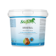 Weißer Eimer mit der Aufschrift "Stiefel MINERAL" und einem Pferdebild, das angibt, dass er Mineralien mit Vitaminen und Spurenelementen enthält.
