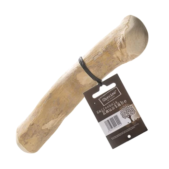 Un bâton à mâcher naturel pour animaux, étiqueté "Chewies", avec une étiquette indiquant "Kaffeebohz Kaustäbe", mettant en avant une texture en bois clair.