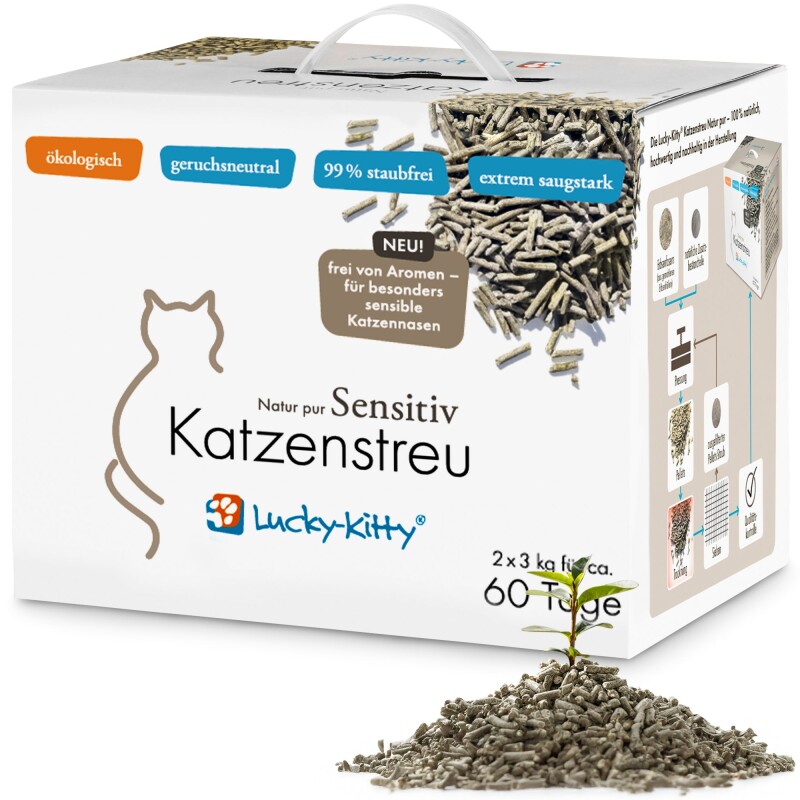 Lucky-Kitty Katzenstreu "Natur pur" Sensitiv 6 kg