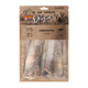 Opakowanie żeber wołowych DeliBest Origin, 300g, z suszonymi przysmakami dla psów, z etykietami wskazującymi opcje tekstury: miękka, średnia, twarda.