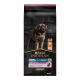 Purina Pro Plan Hundefutterbeutel mit einem großen robusten Hund, beschriftet "Adult 2+" für empfindliche Haut, hoher Proteingehalt, 14 kg.