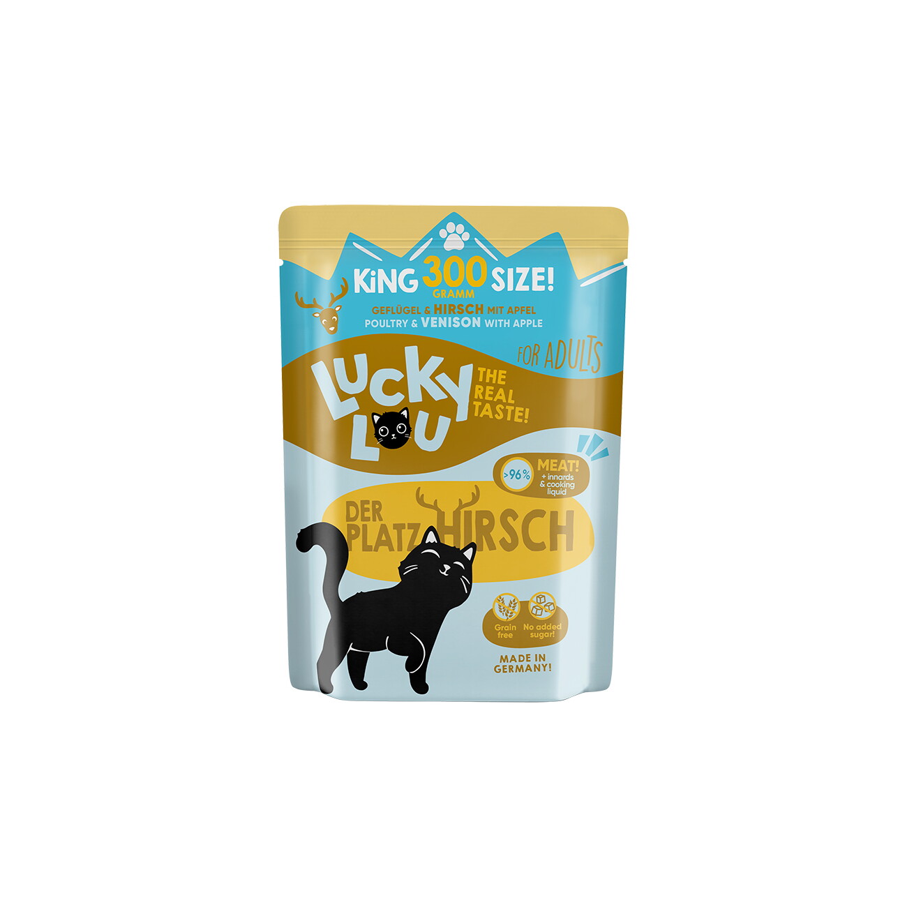 Lucky Lou Nassfutter Katze Adult Geflügel und Hirsch 6x300 g