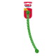 Jouet flottant KONG Safestix torsadé vert sur une carte de vente rouge et blanche, emballage portant la mention 'KONG SAFESTIX'.