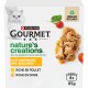 Boîte Purina GOURMET Nature's Creations, chat blanc, morceaux de poulet et de dinde cuits lentement, 8 x 85 g, recyclable