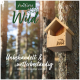 Ein hölzernes Vogelhaus, das an einem Baum montiert ist, mit dem Text 'AniForte Wild' und 'Unbehandelt & wetterbeständig'.