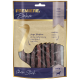 Verpackung für den Premiere Deluxe Kaustick mit Straußenfleisch, gekennzeichnet als "mittel" für die Kauzeit, mit einem Gewicht von 200 g.