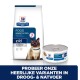 Hill's Prescription Diet z/d voor katten: zakken met droog en nat voedsel met een kattenafbeelding. Tekst: "PROBEER ONZE HEERLIJKE VARIANTEN IN DROOG- & NATVOER."