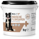 Behälter mit REAVET Indische Flohsamen für die Verdauung, mit einem Border Collie auf dem Etikett, 1kg Größe.