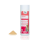Cervico-Ergänzung für Hunde und Katzen in einer weißen Flasche mit rosa Akzenten, mit einem Haufen Pulver daneben.