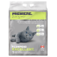 Verpackung von klumpendem Katzenstreu mit einer grauen Katze, beschriftet mit 'PREMIERE. Ich liebe meine Katze', mit einem Zitronengrasduft und einem Gewicht von 12 kg.